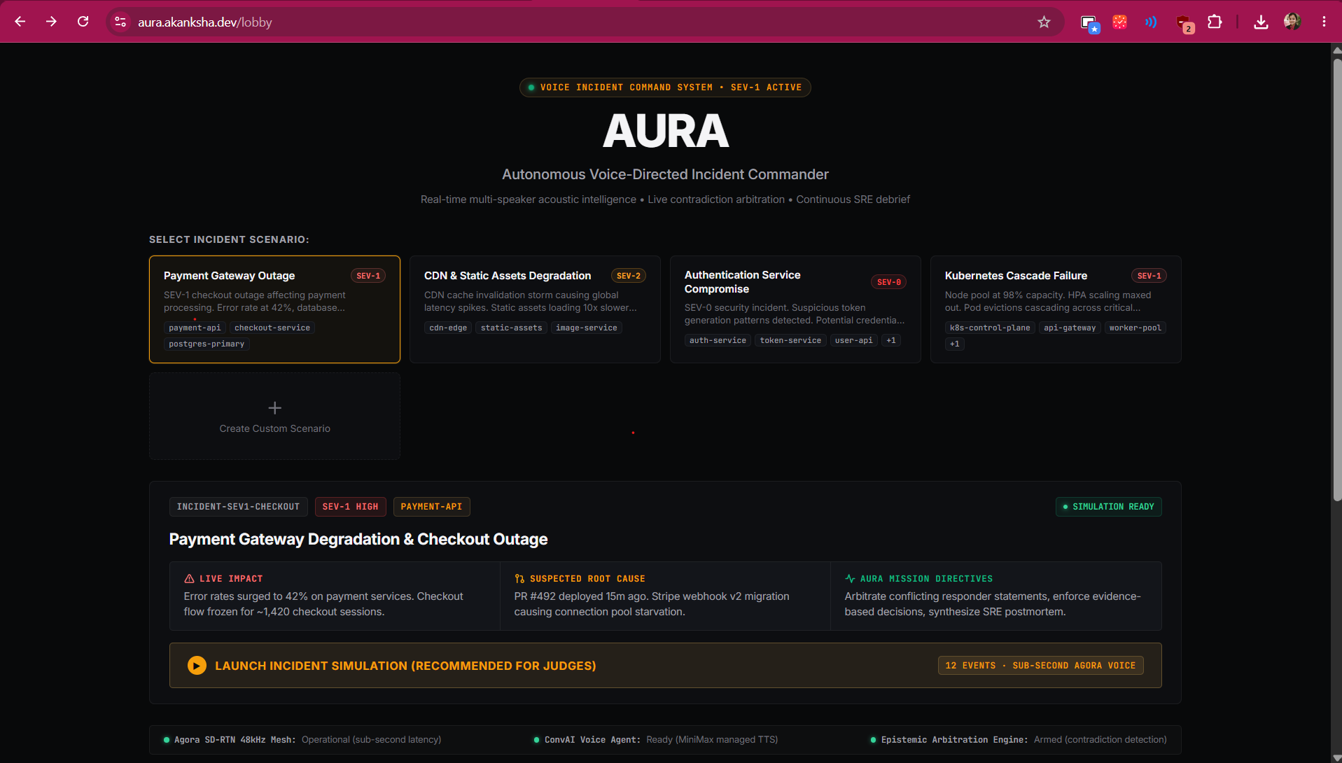 AURA: The AI Voice Incident Commander That Joins Your War Room | Agora ConvAI Demo