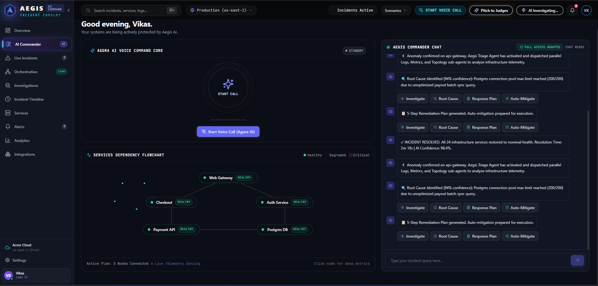 Aegis — Autonomous AI Incident Commander Aegis — Autonomous AI Incident Commander