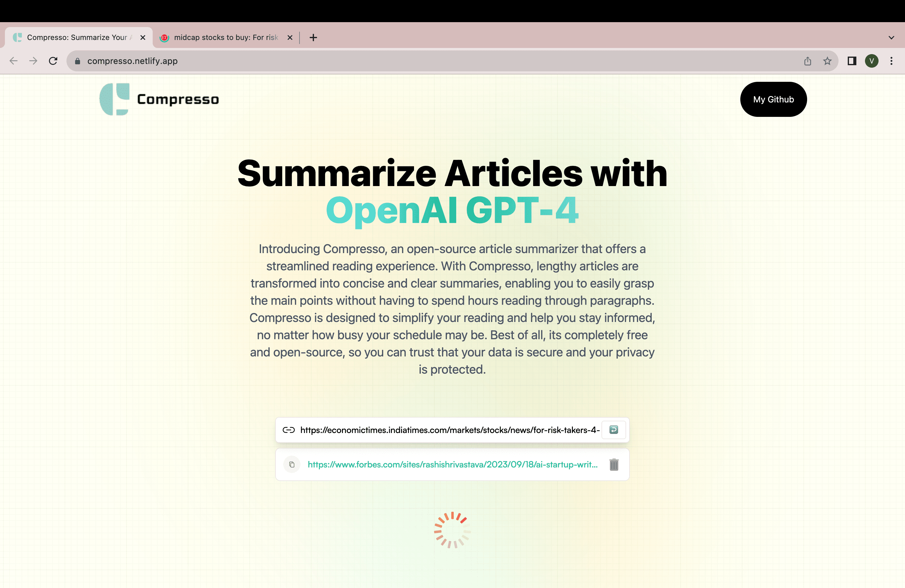 Compresso: Article Summarizer App
