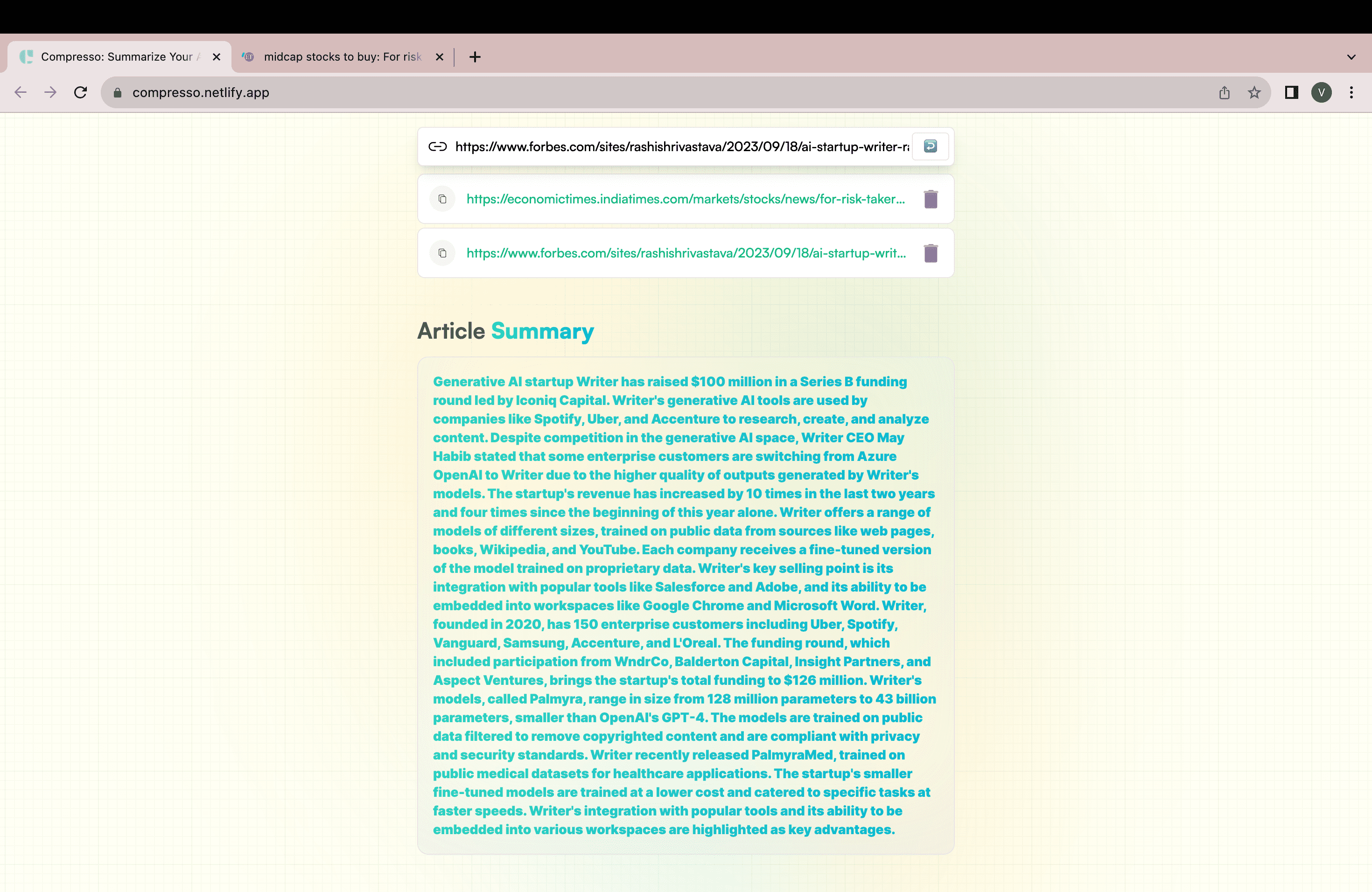 Compresso: Article Summarizer App