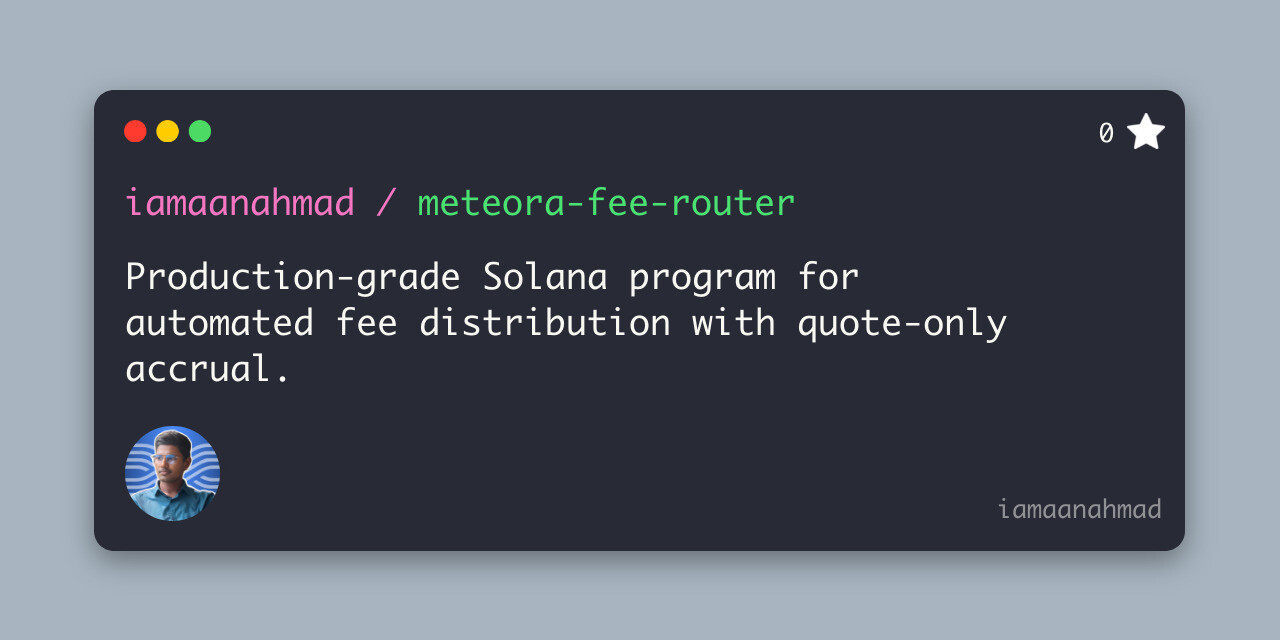 Meteora Fee Router 🌟