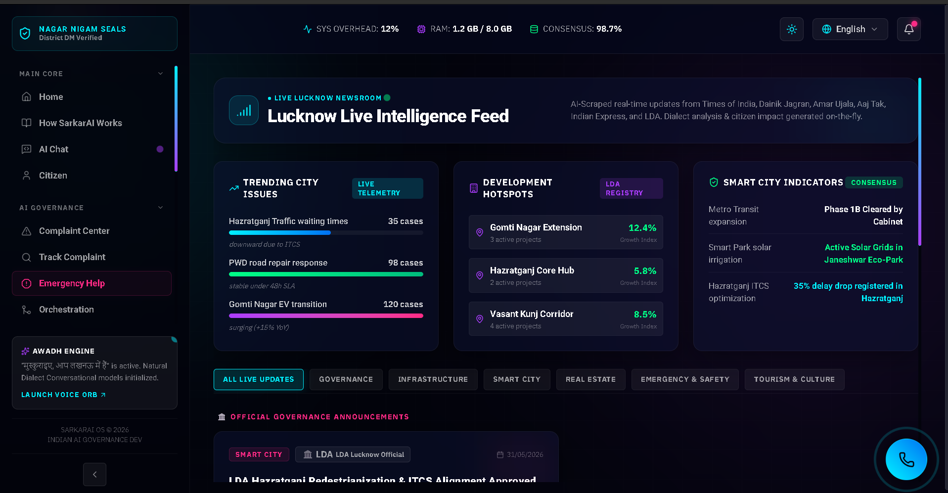 SarkarAI OS : an Autonomous Multi-Agent Governance Engine
