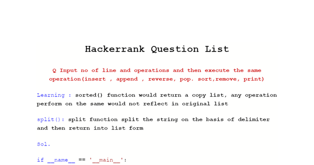 Python Hackerrank List solution