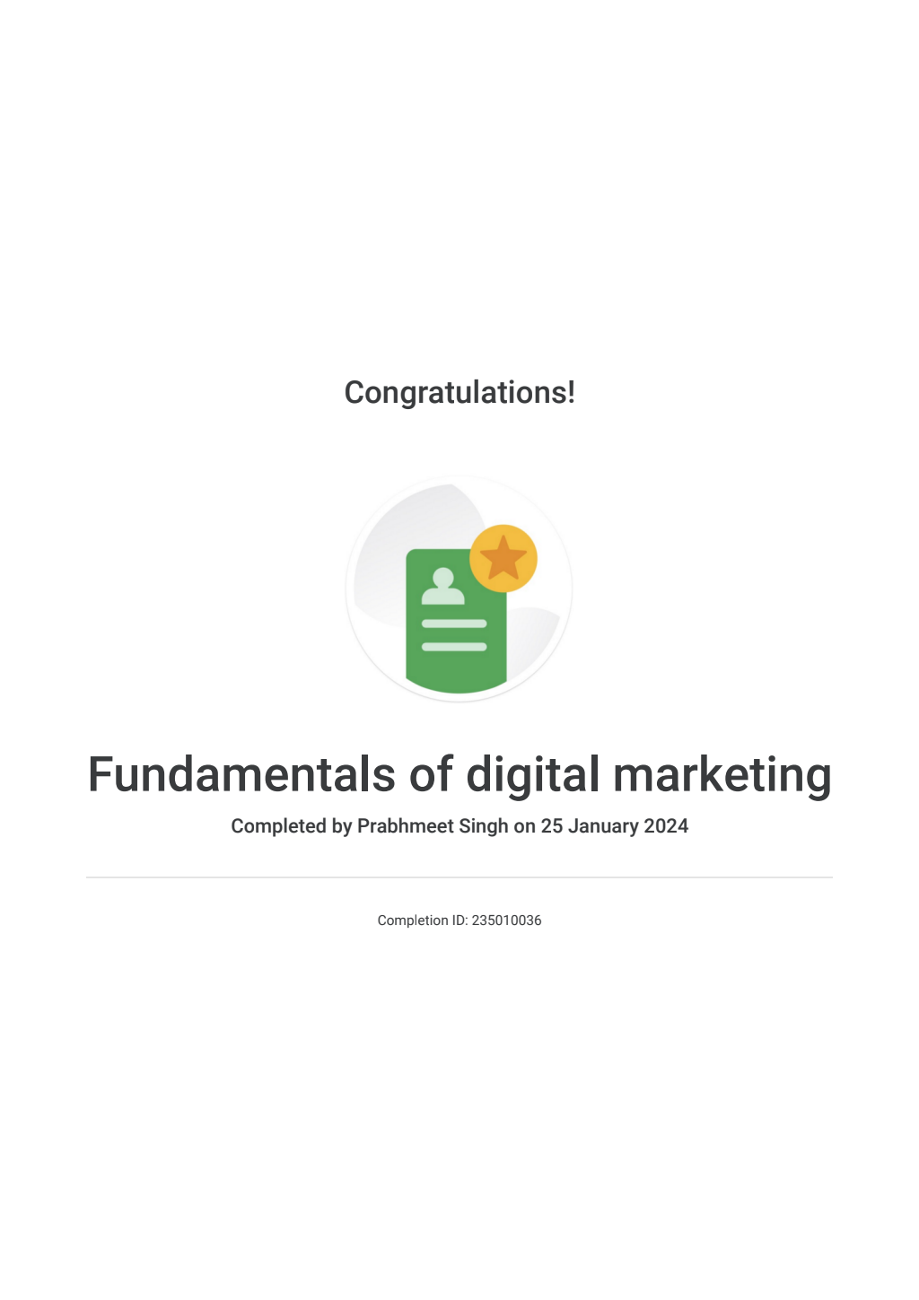 Fundamentals of digital marketing Certificate by Google