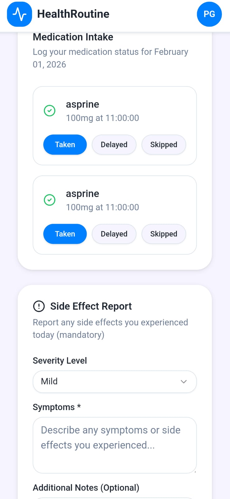 A real-time medication adherence app with persistent alarms, health tracking, and caregiver escalate