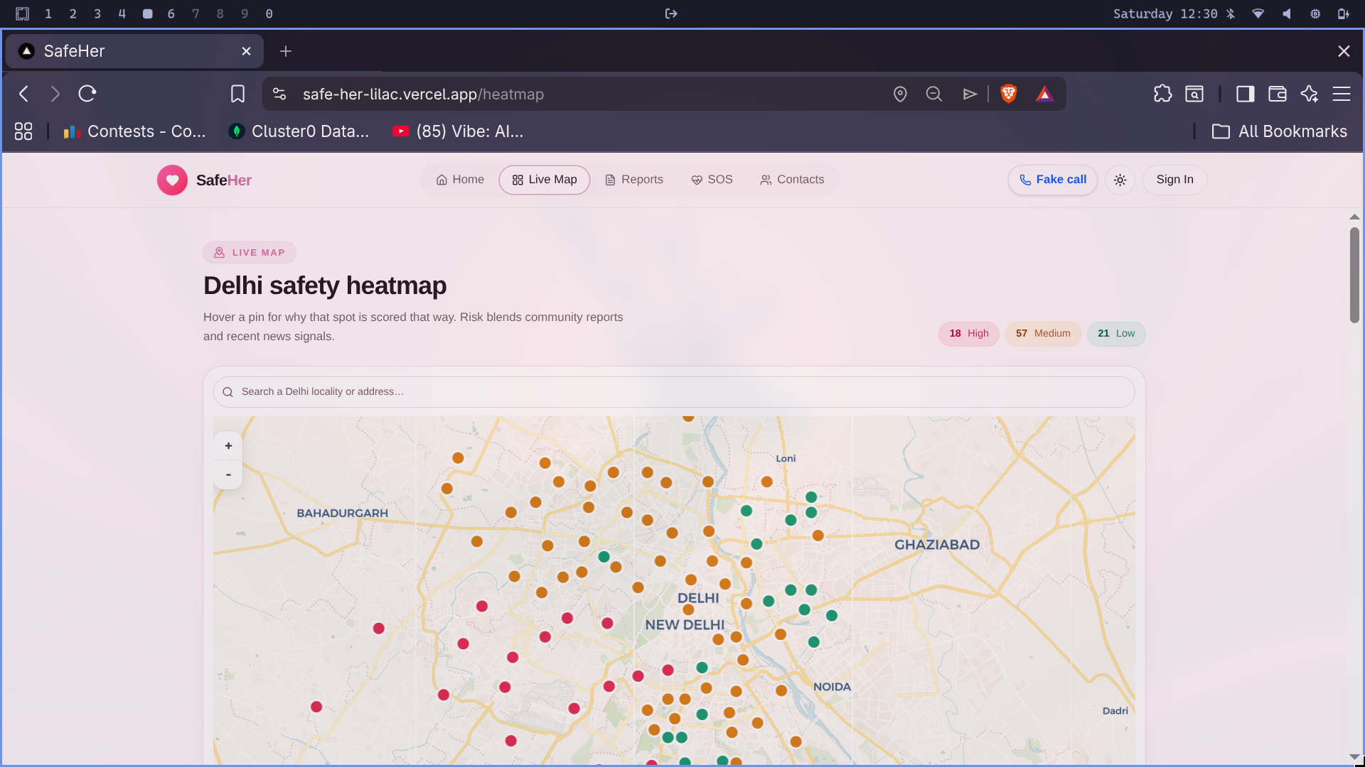 SafeHer - AI-powered system that identifies unsafe locations