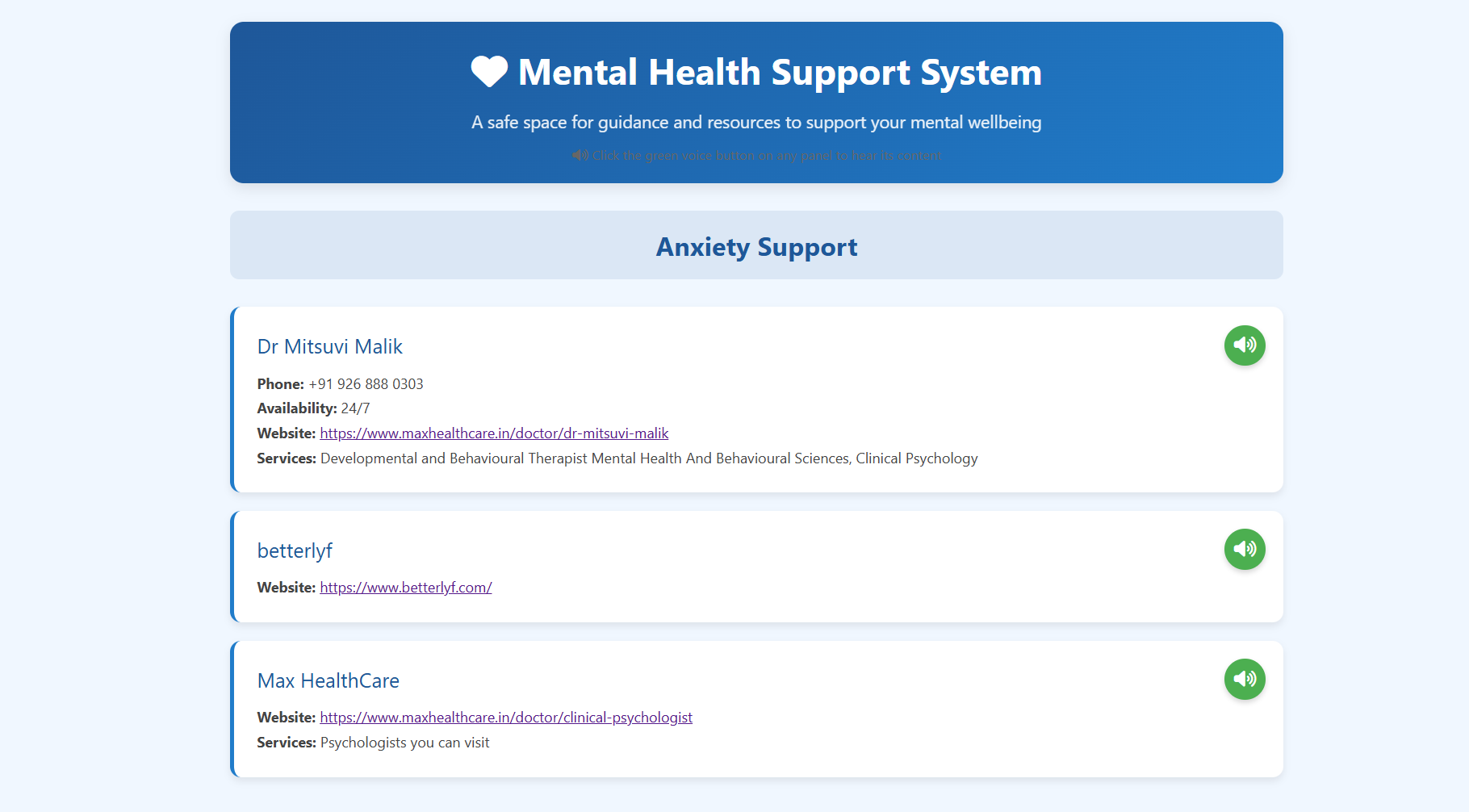 Mental Health Support System
