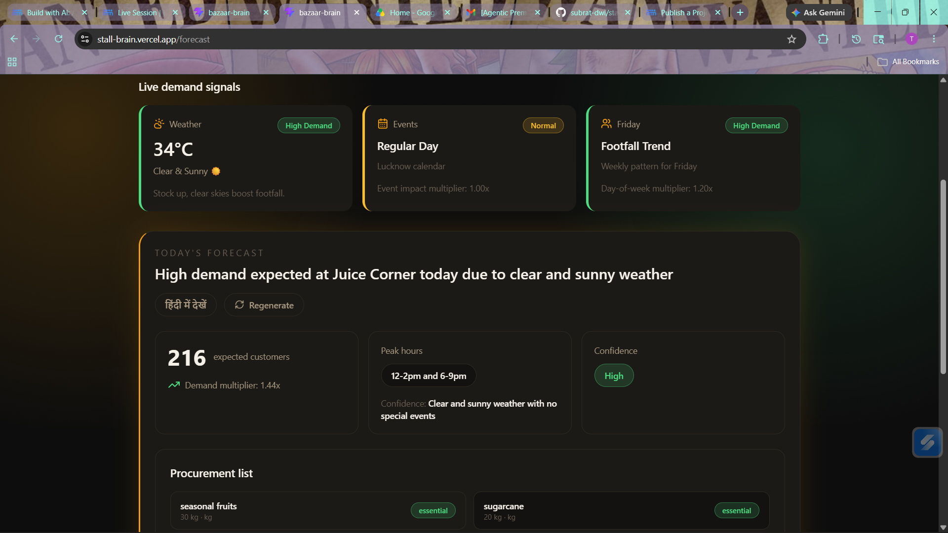 Bazaar Brain - An agentic AI demand forecasting tool for street vendors in Hazratganj, Lucknow Bazaar Brain - An agentic AI demand forecasting tool for street vendors in Hazratganj, Lucknow