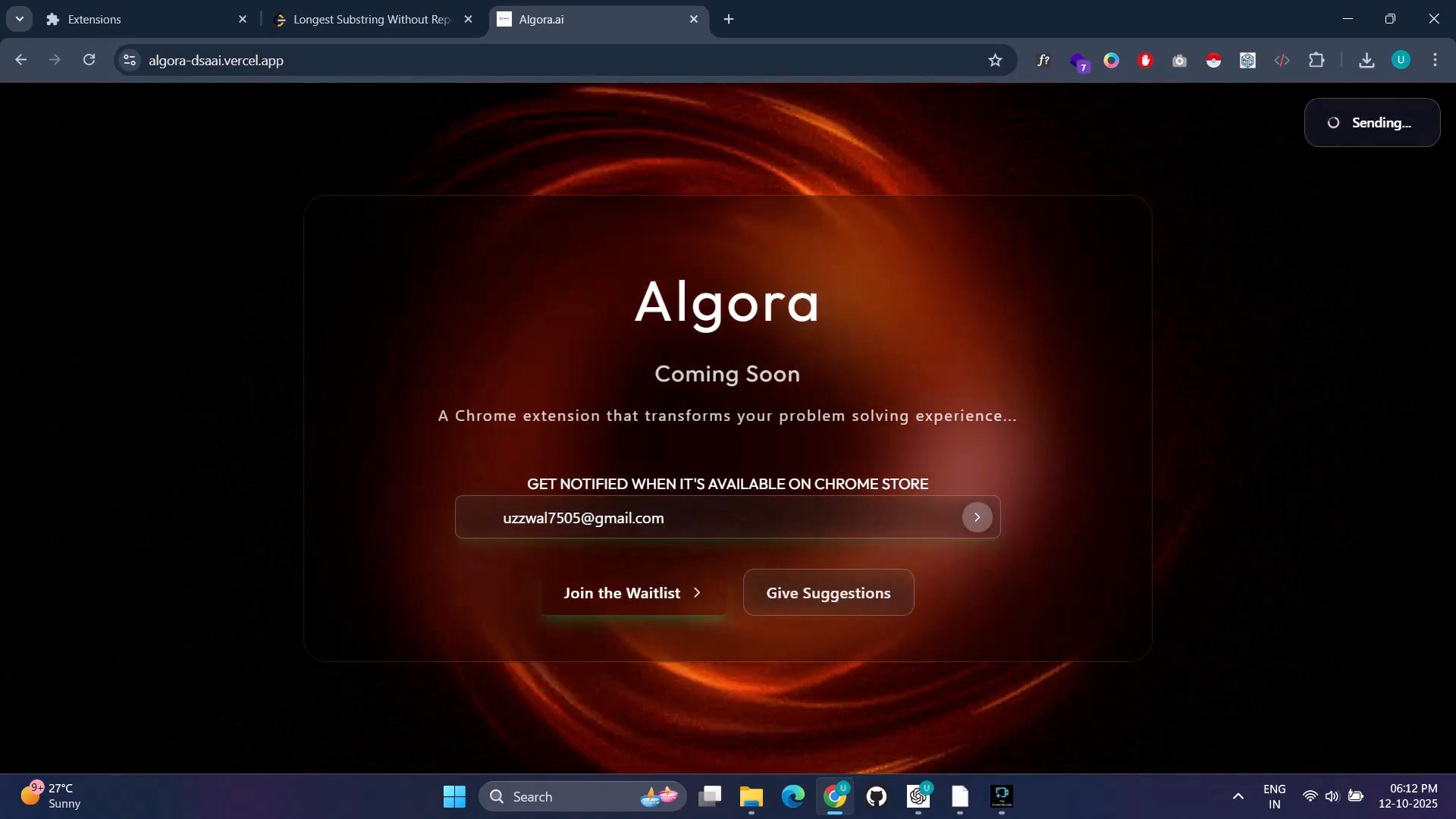 Algora : A Chrome Extension that helps you improve your problem solving skills