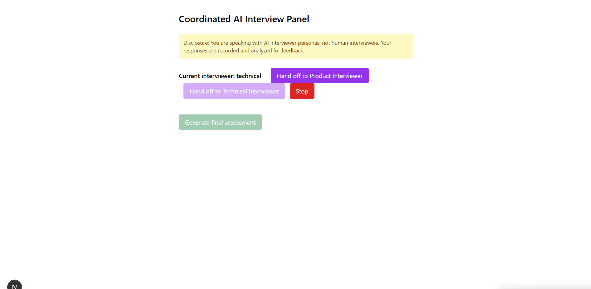 Coordinated AI Interview Panel Coordinated AI Interview Panel