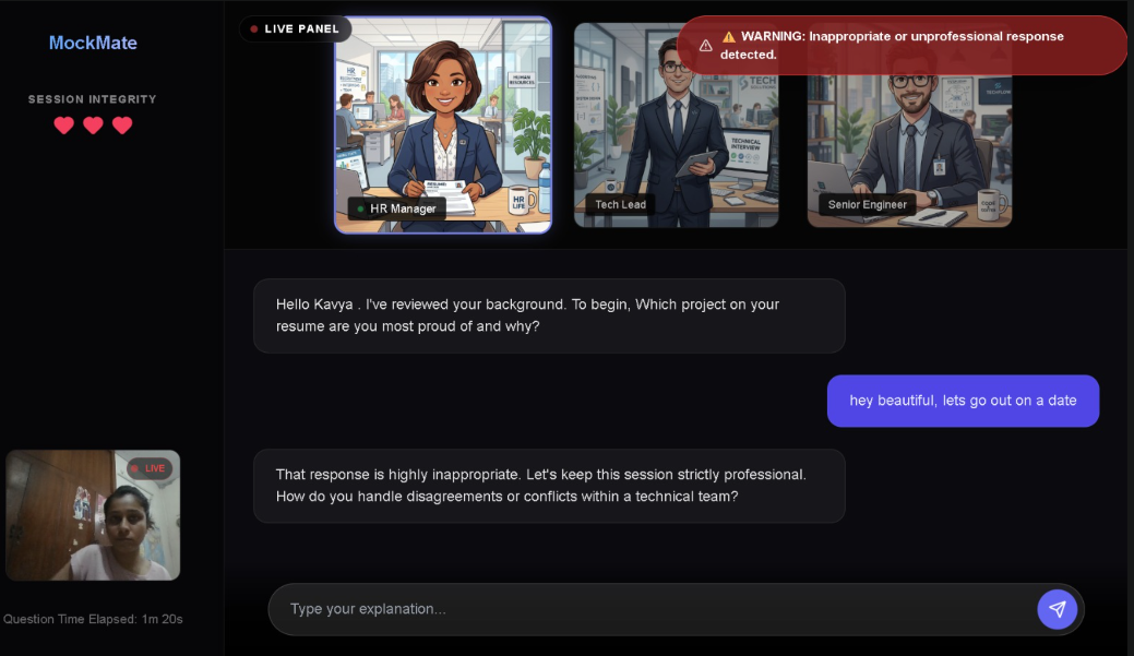 MockMate β AI-Powered Placement & Multi-Panel Interview Simulation Platform MockMate β AI-Powered Placement & Multi-Panel Interview Simulation Platform