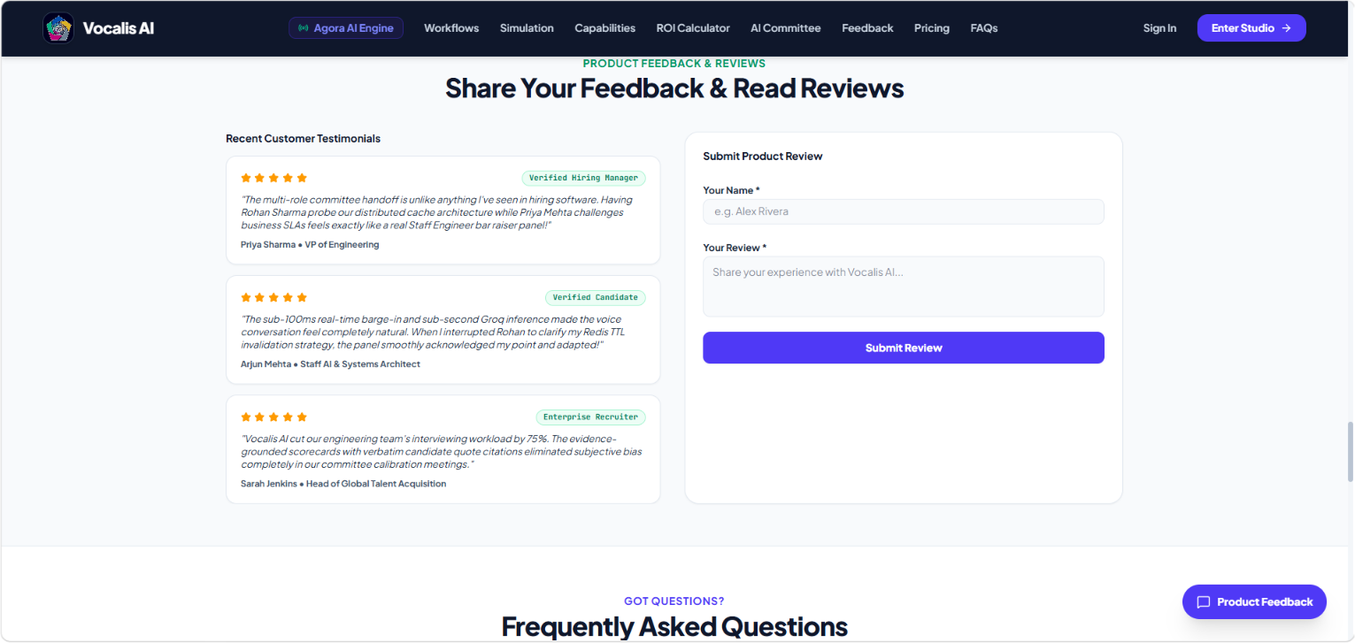 Vocalis AI - Autonomous Multi-Role AI Voice Interviews for Hiring Teams & Candidates Vocalis AI - Autonomous Multi-Role AI Voice Interviews for Hiring Teams & Candidates