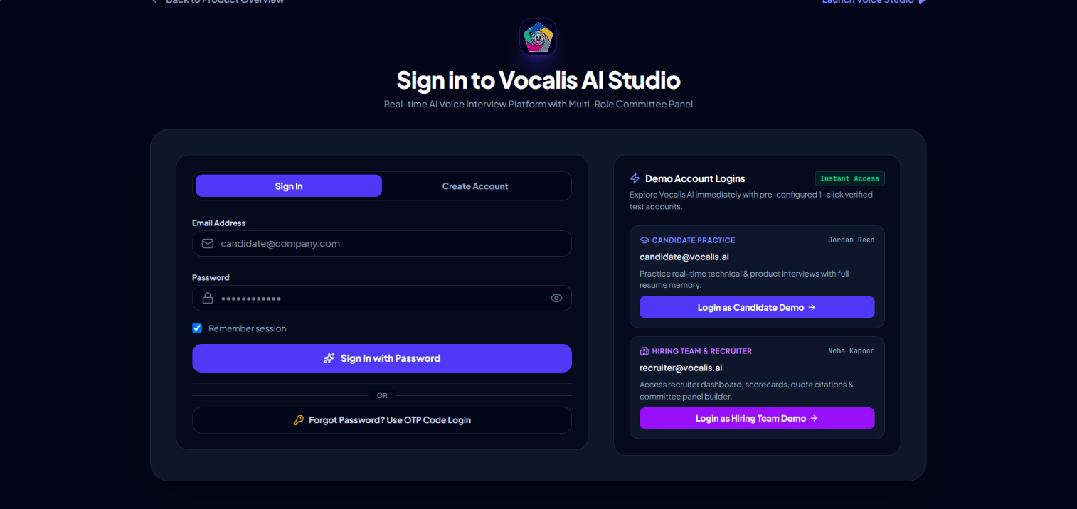 Vocalis AI - Autonomous Multi-Role AI Voice Interviews for Hiring Teams & Candidates Vocalis AI - Autonomous Multi-Role AI Voice Interviews for Hiring Teams & Candidates