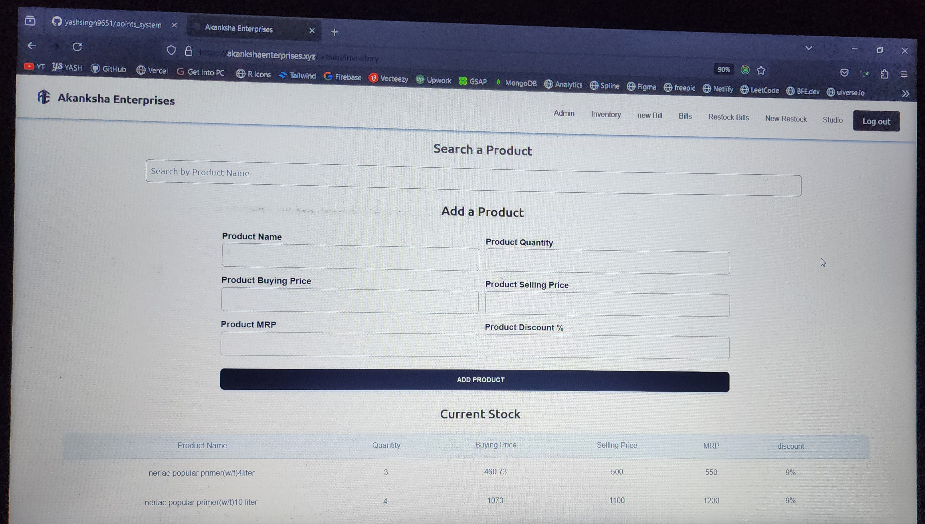 Inventory Management & Billing System