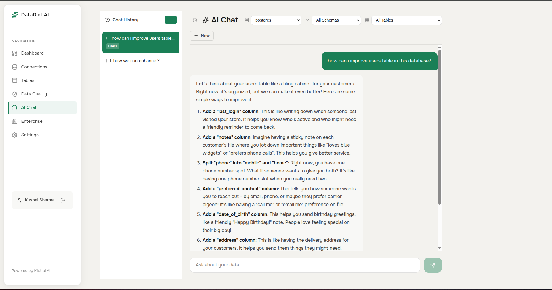 DataDict AI – Personalized Enterprise Data Intelligence Platform