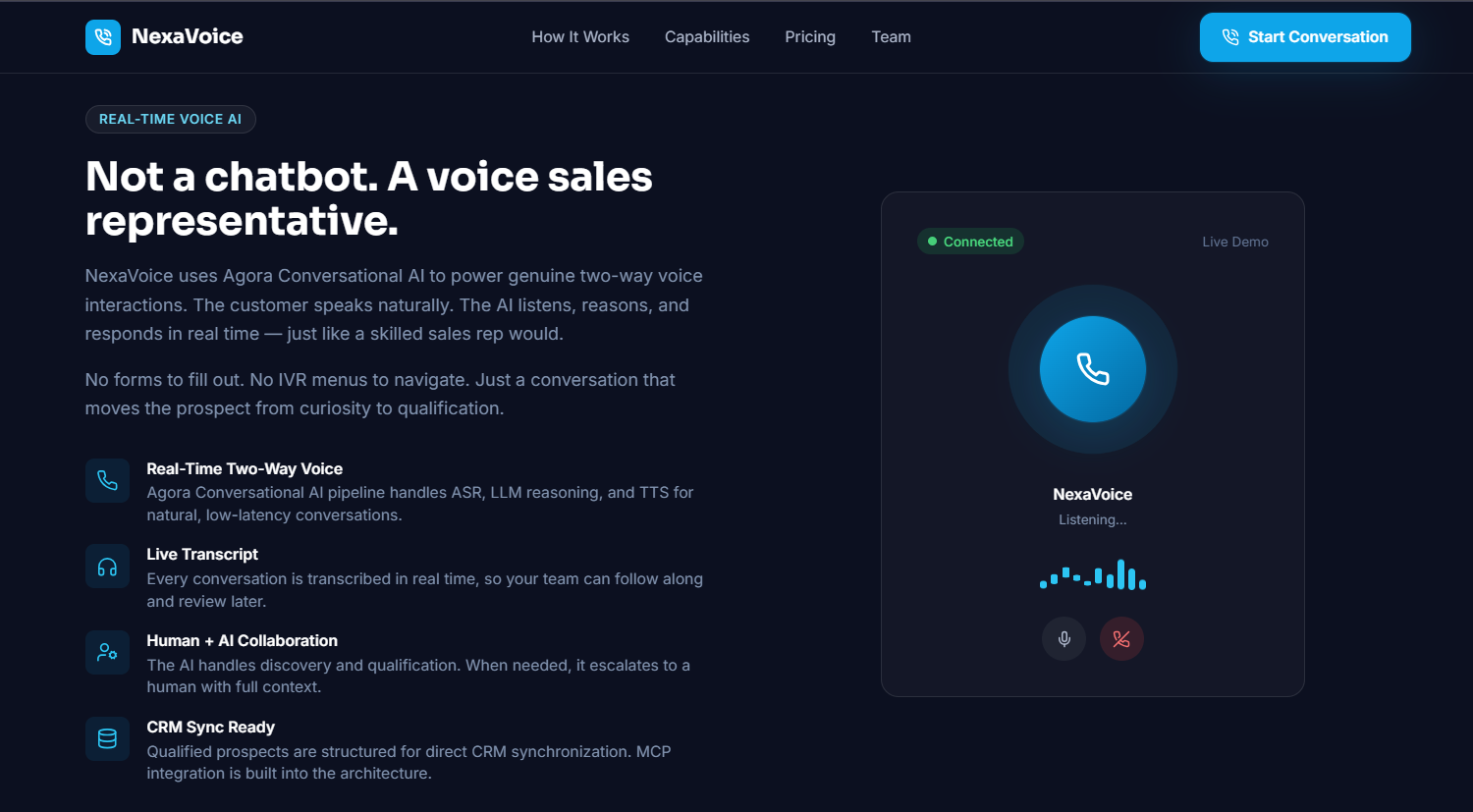NexaVoice — AI-Powered Real-Time Voice Sales Agent NexaVoice — AI-Powered Real-Time Voice Sales Agent