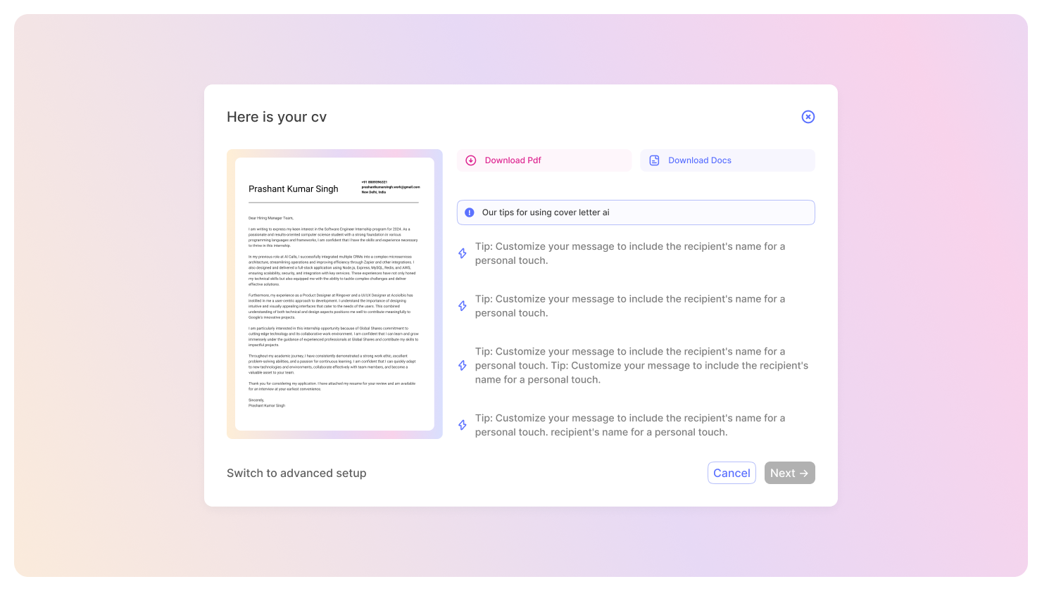 CustomCV - Effortless cover letter personalization CustomCV - Effortless cover letter personalization