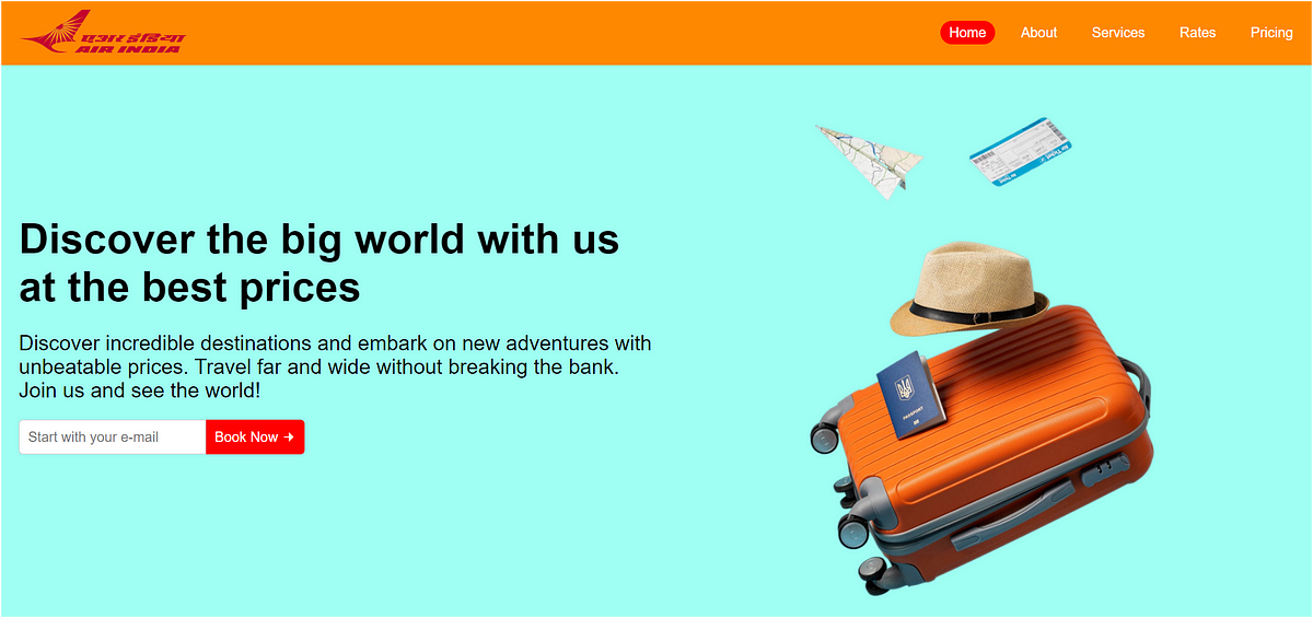 Building an Interactive Flight Travel Webpage for Air India