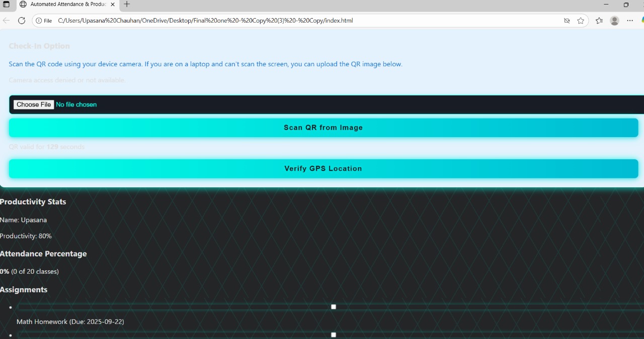 AUTOMATED ATTENDANCE AND STUDENT PRODUCTIVITY
