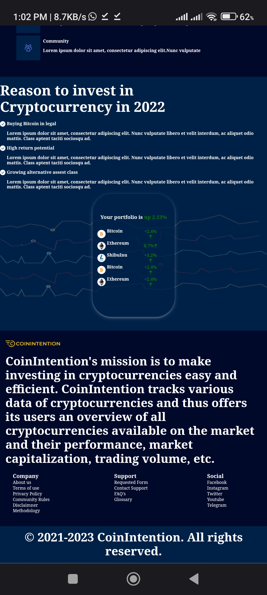 Crypto info(landing page) 