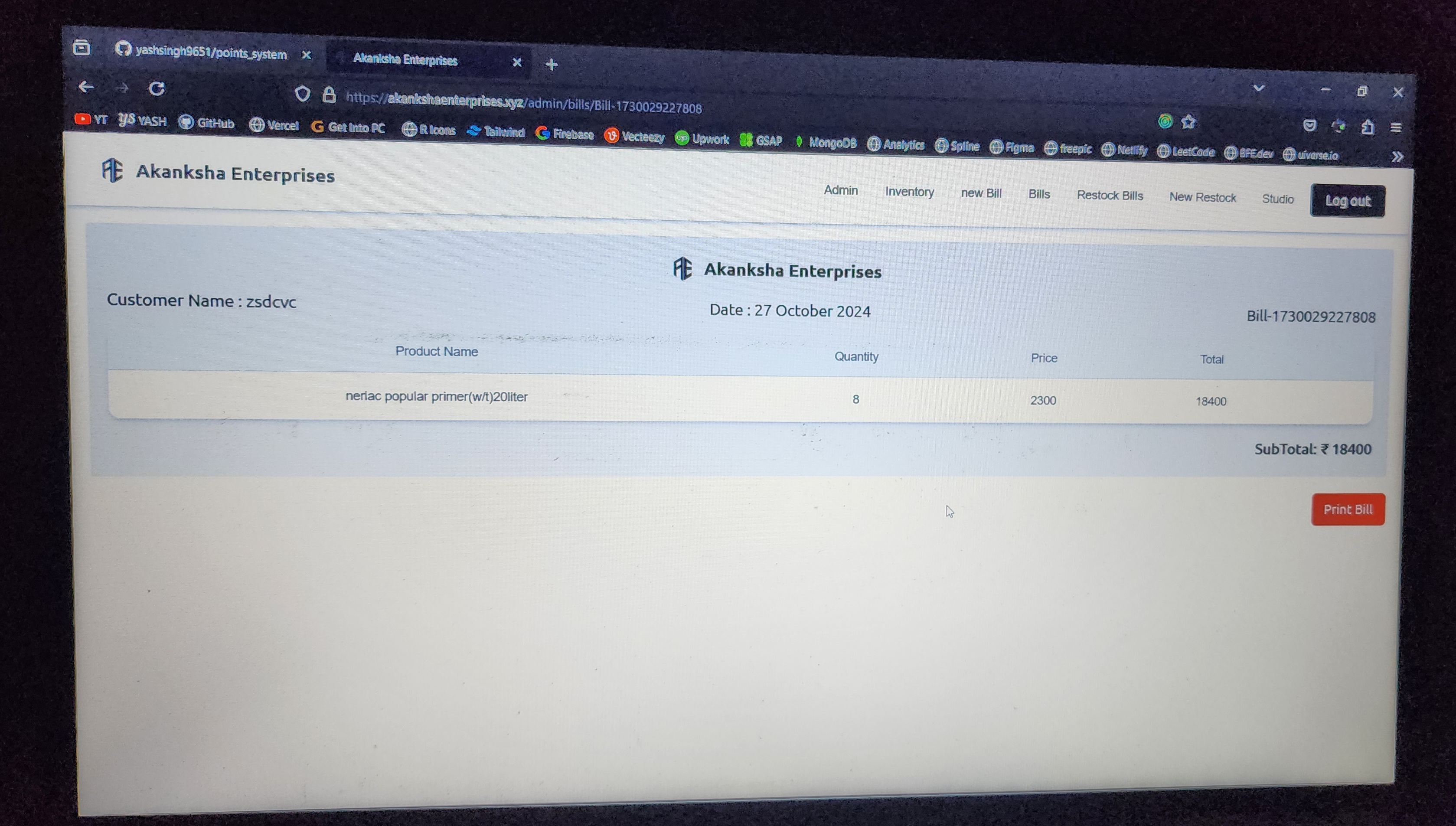 Inventory Management & Billing System