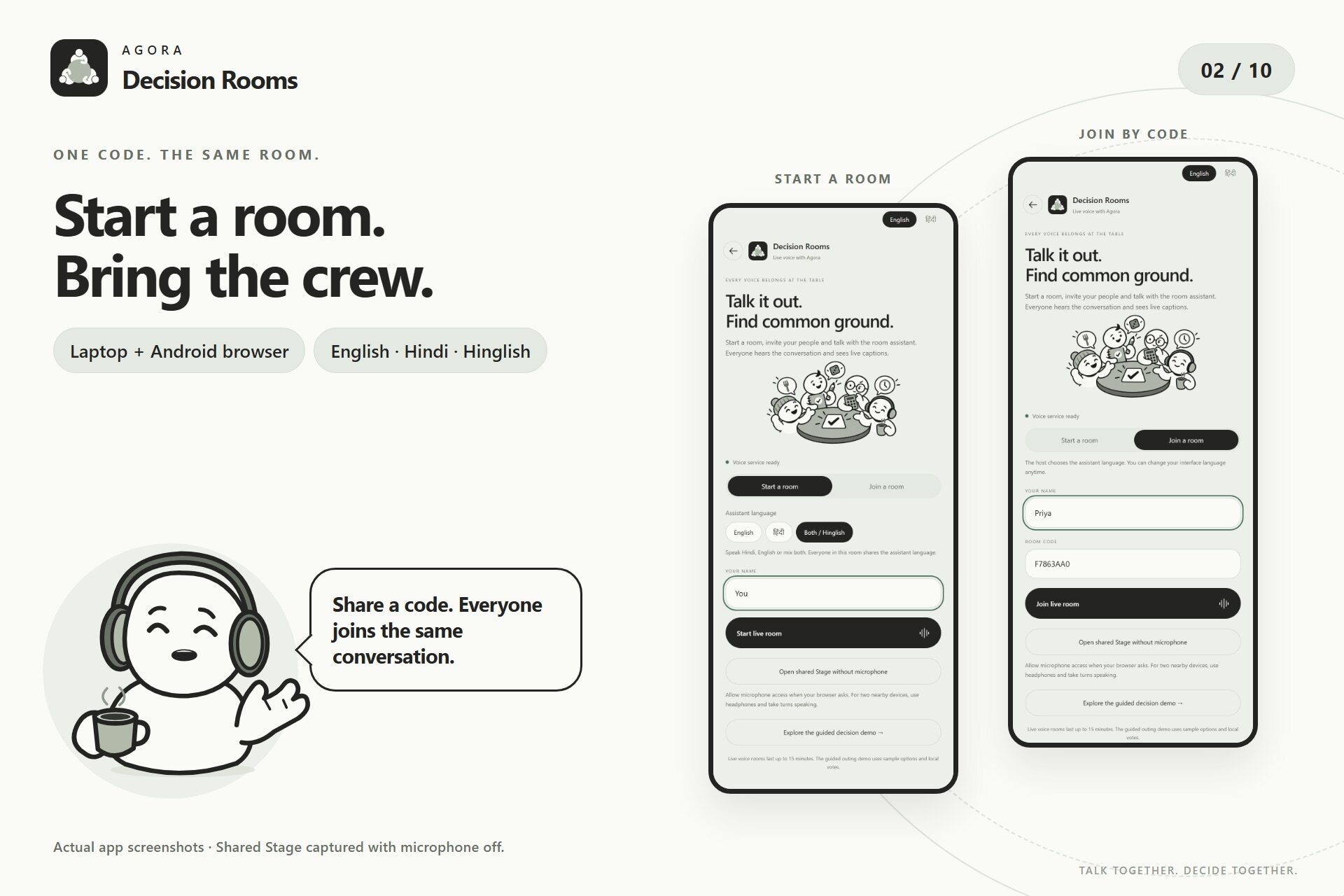 Agora Decision Rooms : Talk together. Decide together. Agora Decision Rooms : Talk together. Decide together.