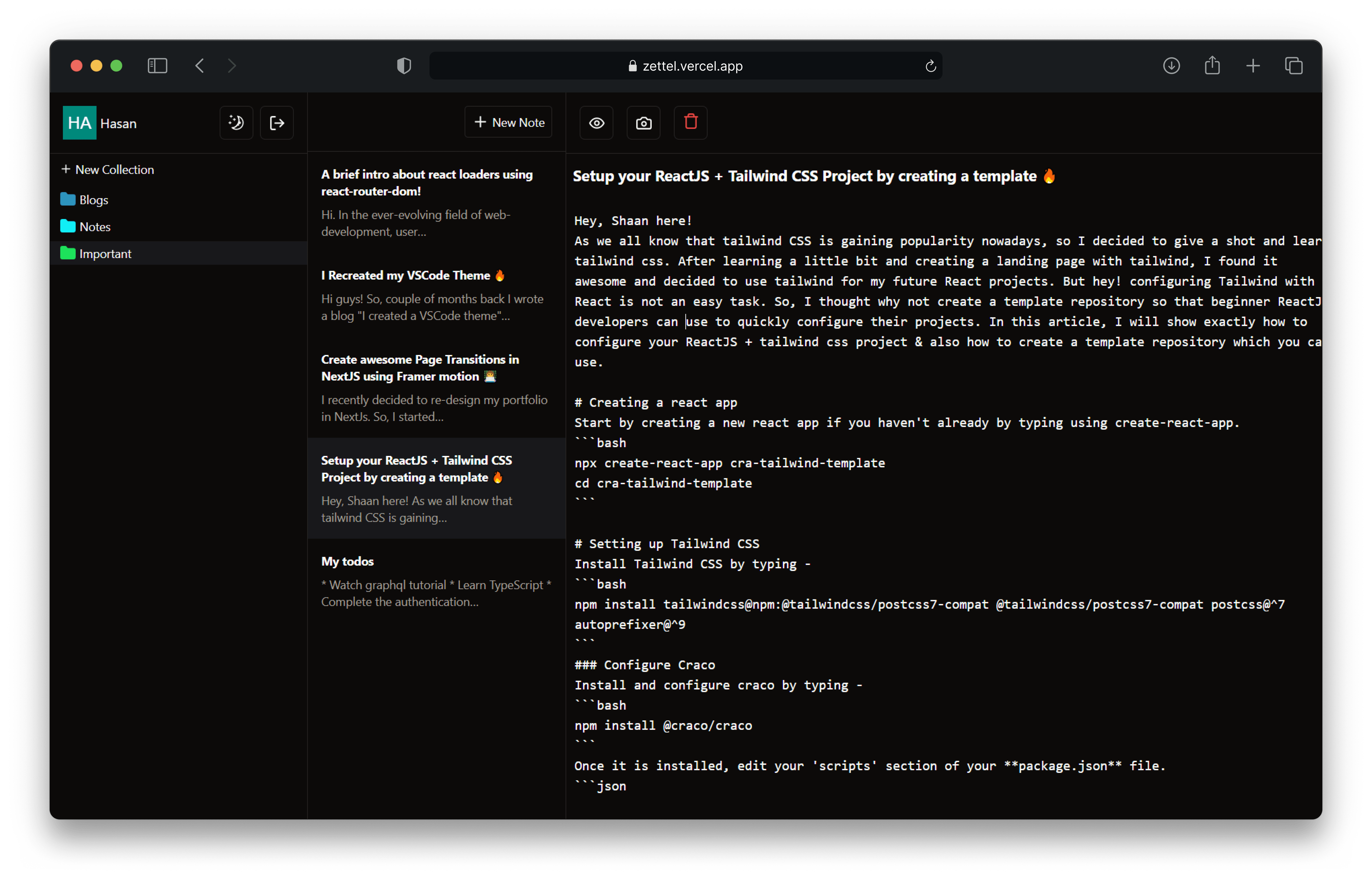 Zettel: Markdown based Notes Application