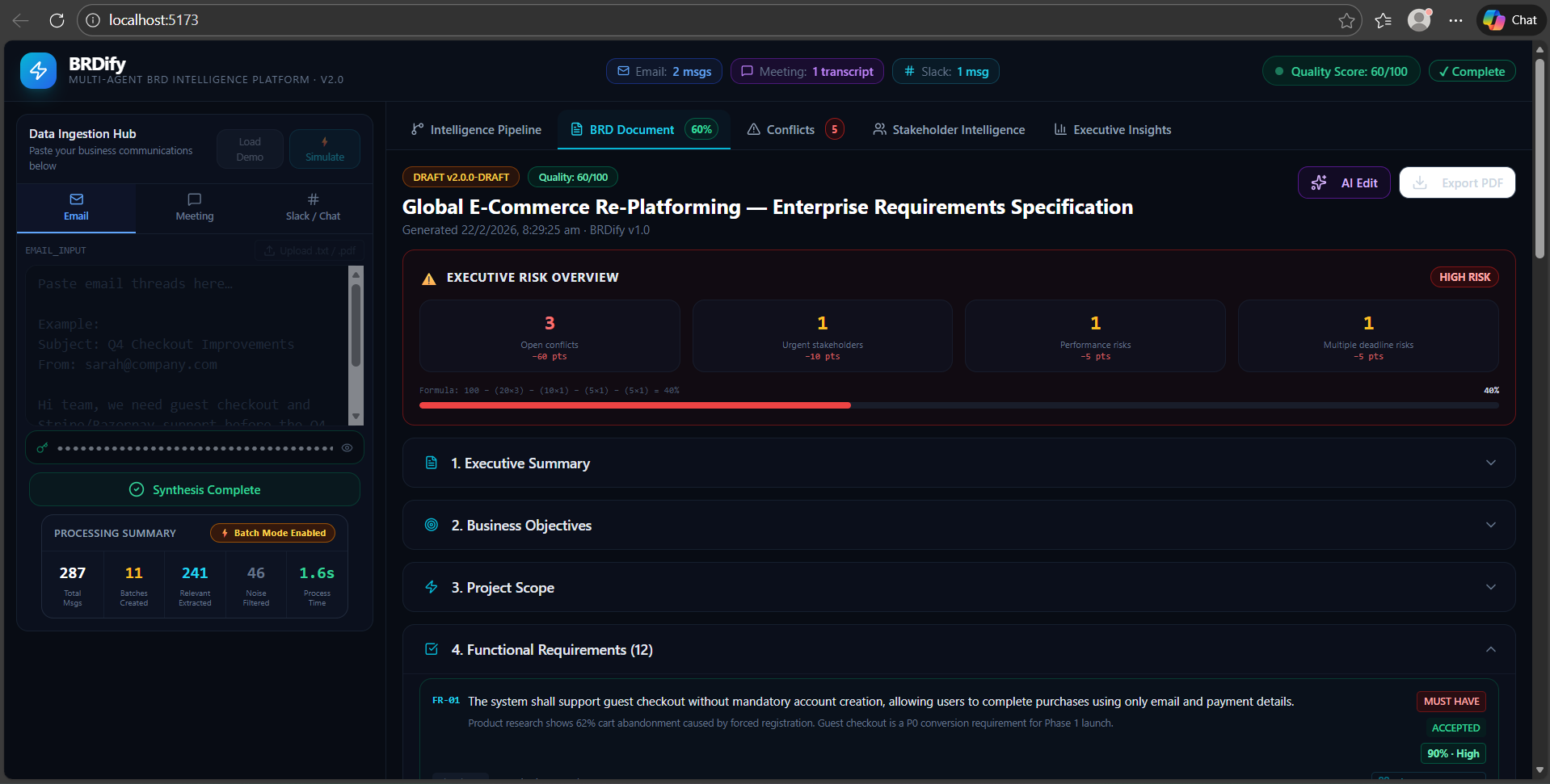 BRDify – AI-Powered Business Requirements Intelligence Agent