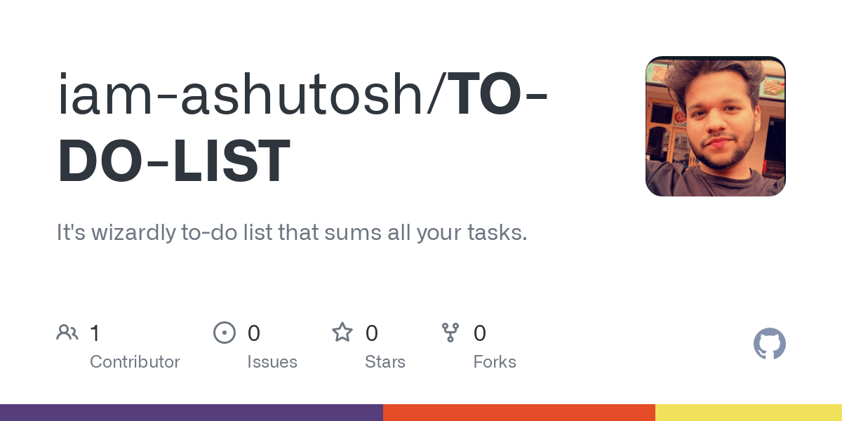 GitHub - iam-ashutosh/TO-DO-LIST: It's wizardly to-do list that sums all your tasks.