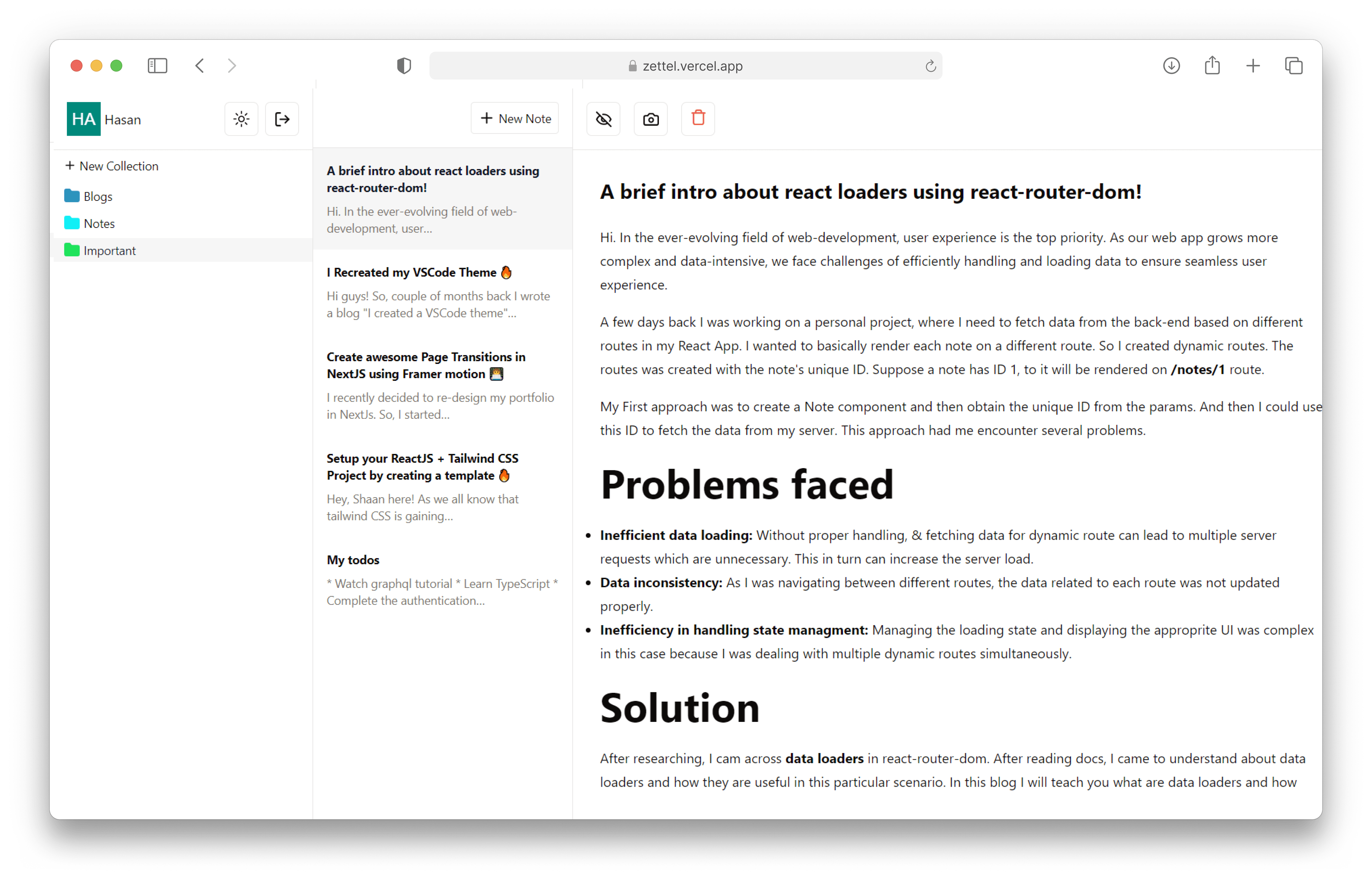 Zettel: Markdown based Notes Application