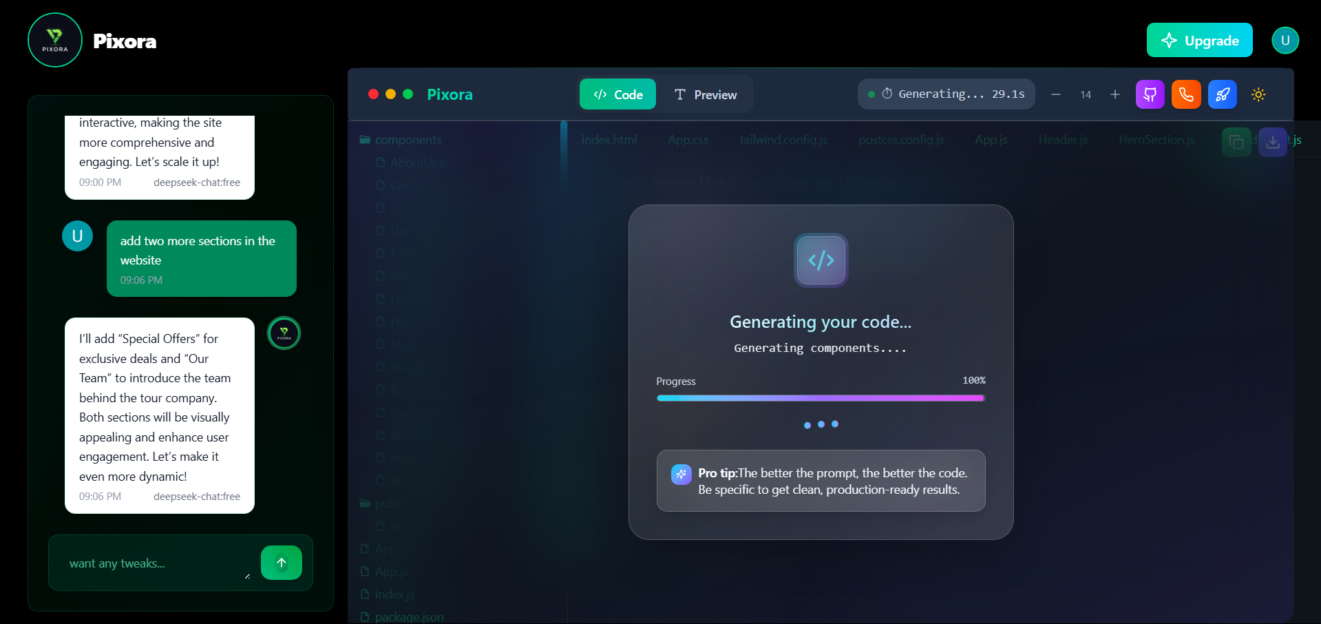 Pixora - India's First Full vibe coding platform