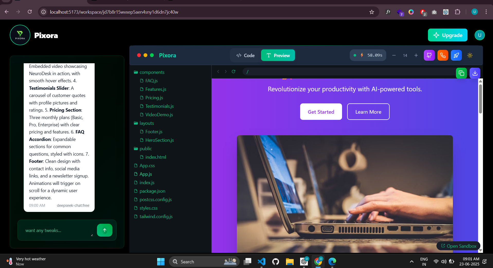Pixora - India's First Full vibe coding platform