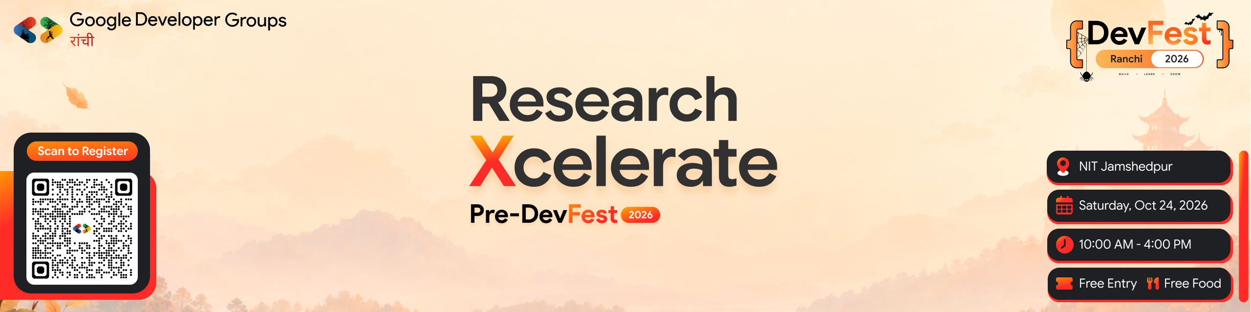 GDG Ranchi is bringing ResearchXcelerate for researchers 🚀 GDG Ranchi is bringing ResearchXcelerate for researchers 🚀