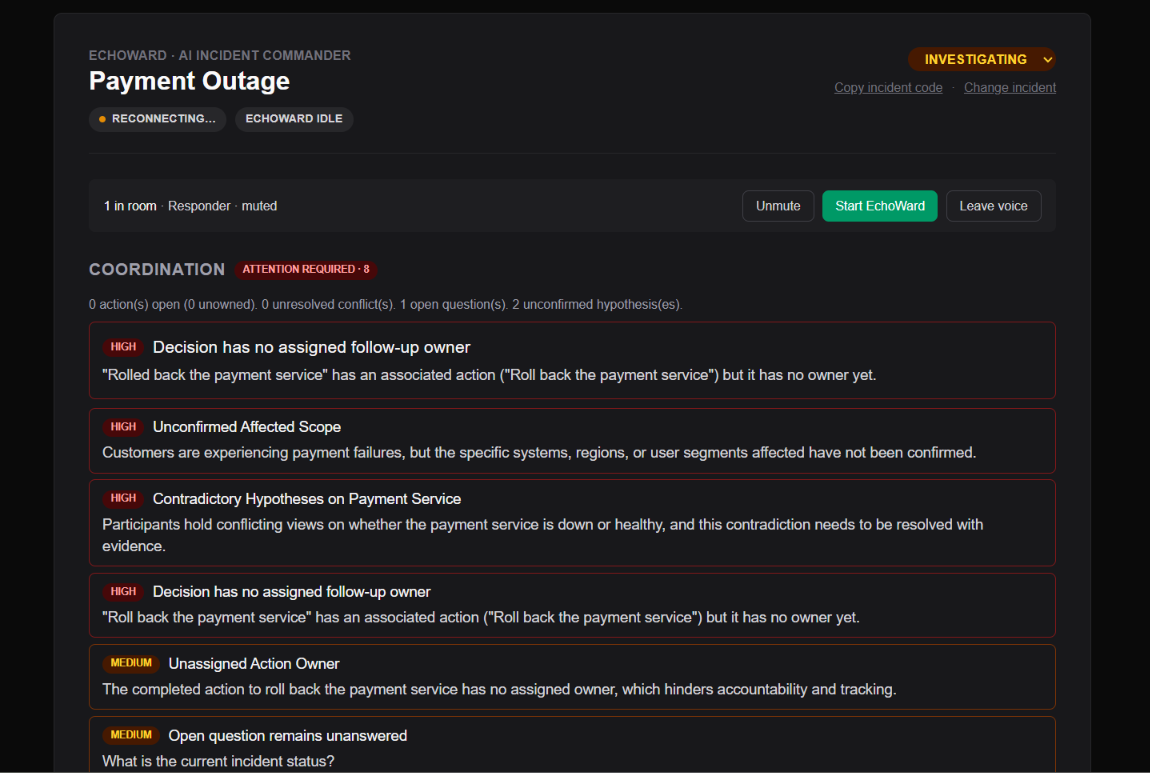 EchoWard — Voice-native AI Incident Commander EchoWard — Voice-native AI Incident Commander