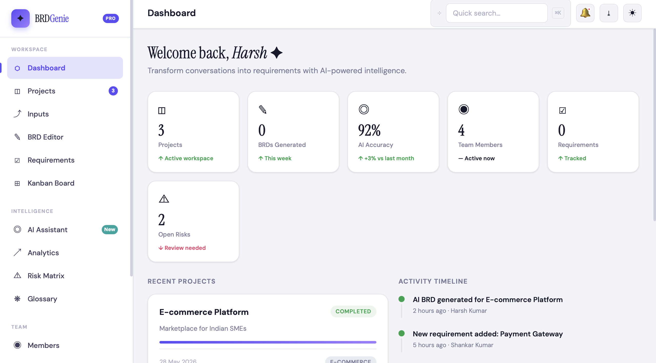 BRDGenie an AI-powered Business Requirements Document (BRD) generation platform BRDGenie an AI-powered Business Requirements Document (BRD) generation platform
