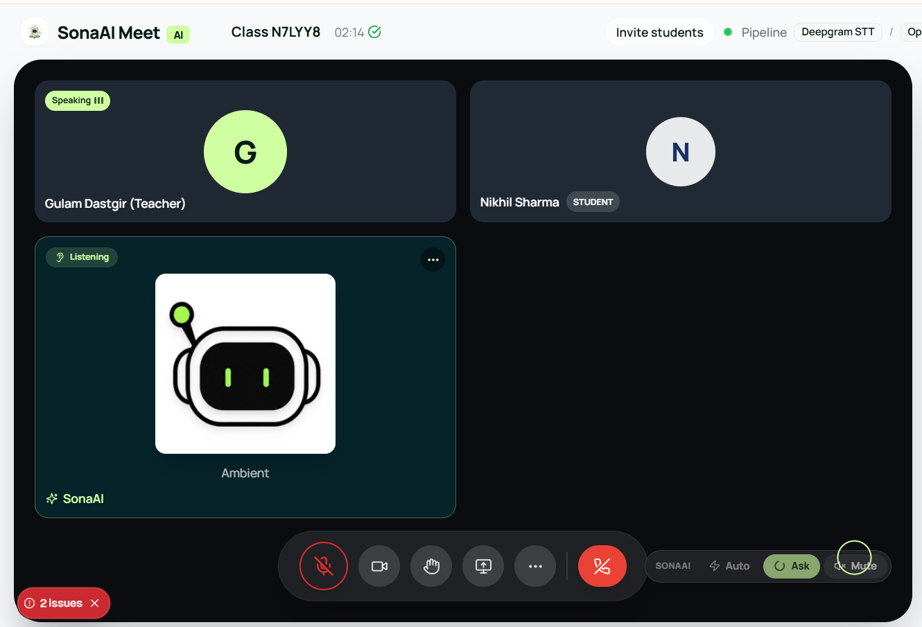 SonaAI: The AI Co-Teacher That Knows When to Speak SonaAI: The AI Co-Teacher That Knows When to Speak