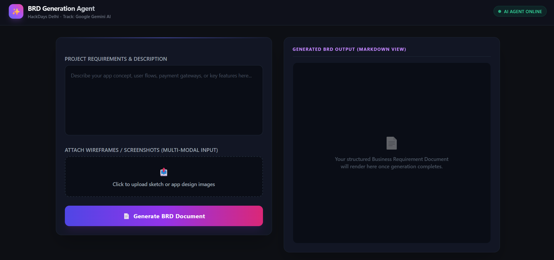 BRD Generation Agent - Multi-Modal AI Document Generator BRD Generation Agent - Multi-Modal AI Document Generator