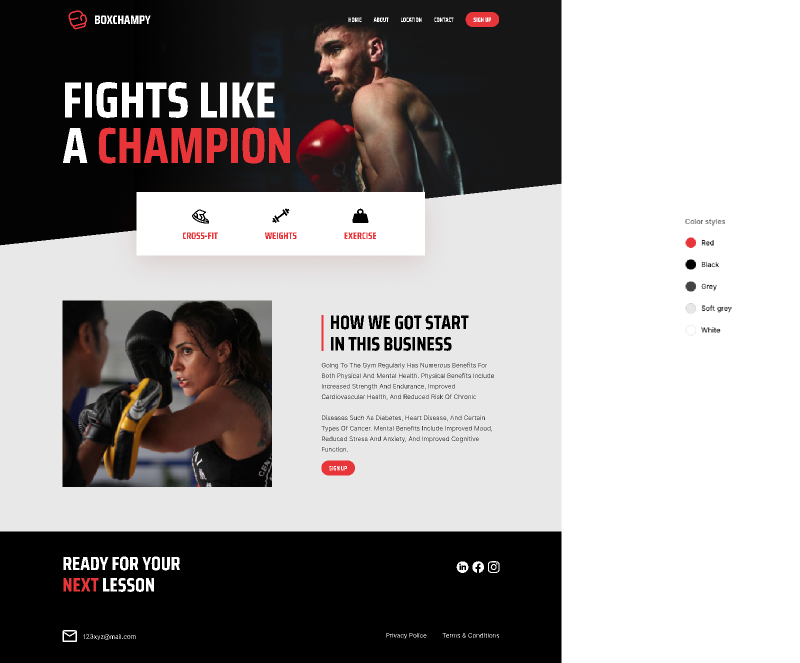 UI (User Interface) design of a gym landing page   