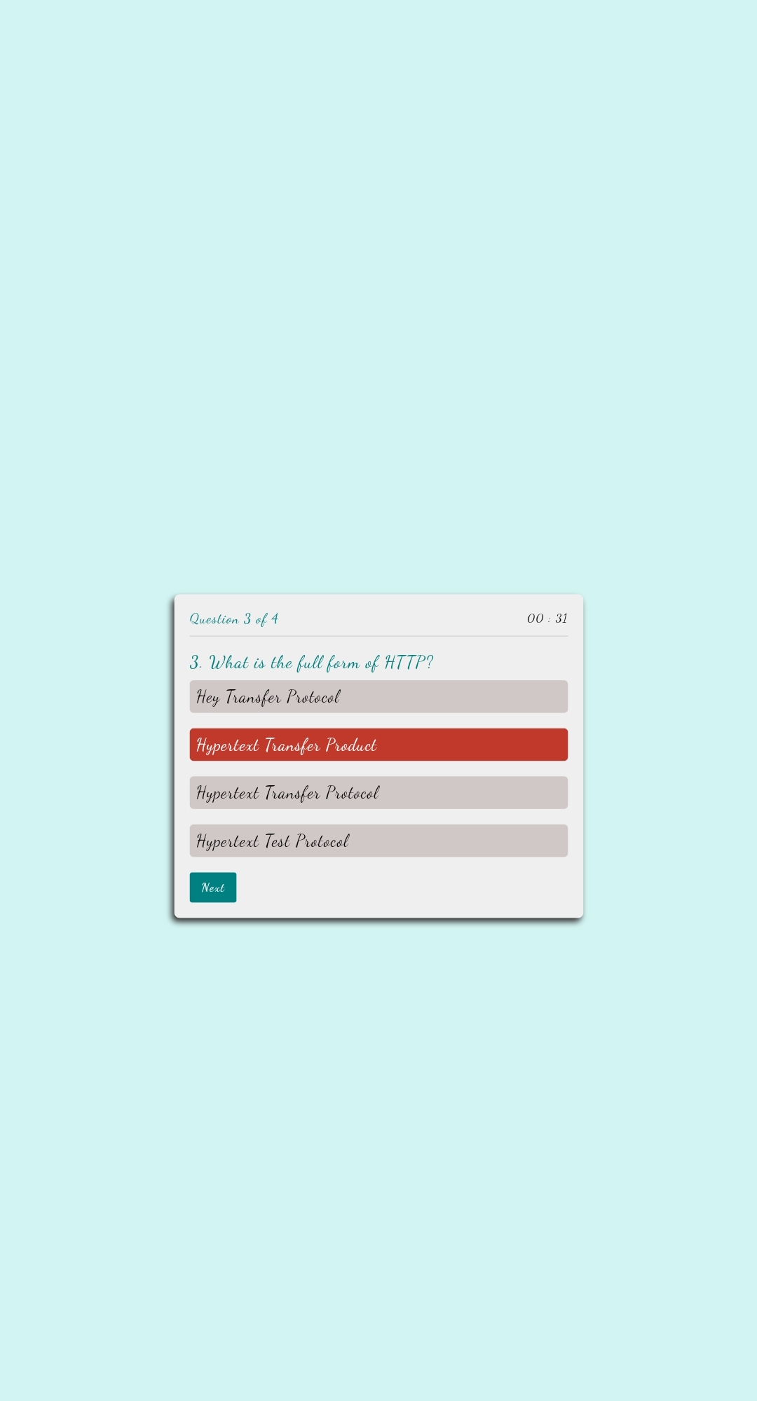 Quiz By HTML, CSS,JS Quiz By HTML, CSS,JS