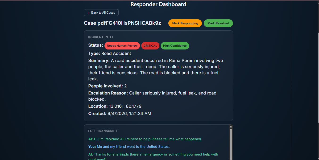 RapidAid AI — Real-Time Voice Emergency Intelligence & Response Coordination