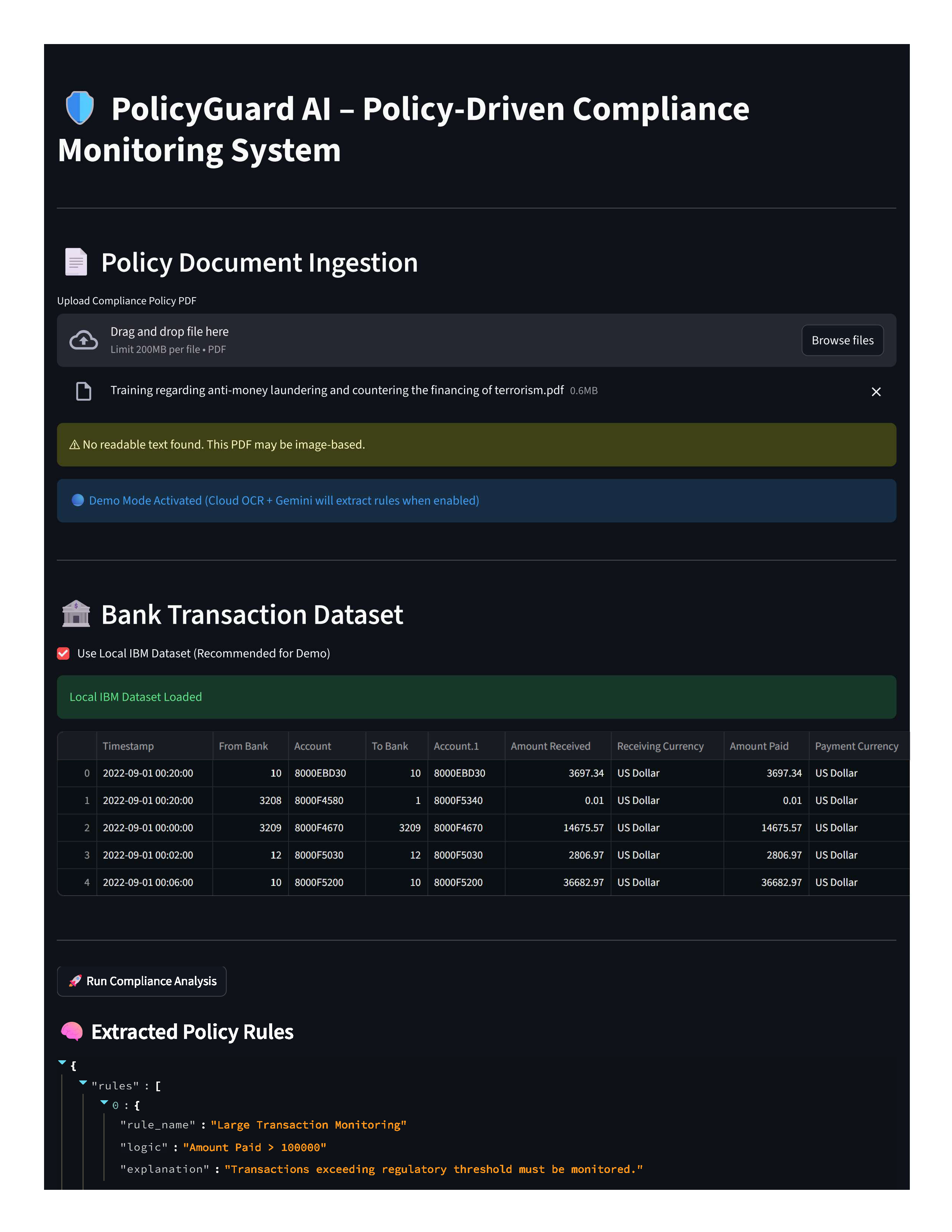 PolicyGuard AI Policy-Driven Compliance Monitoring System