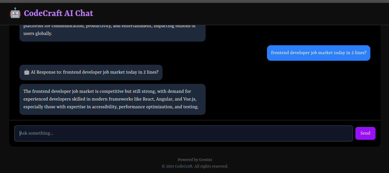 CodeCraft AI : Conversational Chatbot Powered by Google Gemini