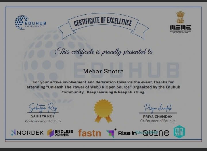 Certifiacte of excellance