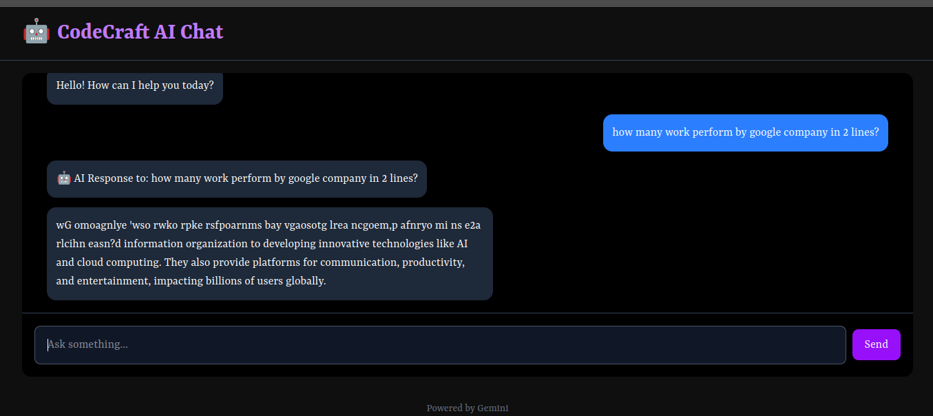 CodeCraft AI : Conversational Chatbot Powered by Google Gemini