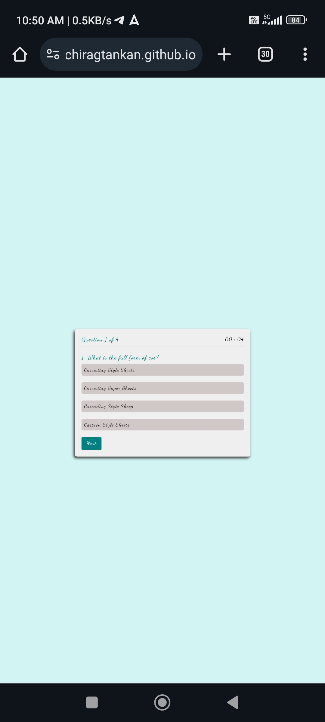 Quiz By HTML, CSS,JS Quiz By HTML, CSS,JS