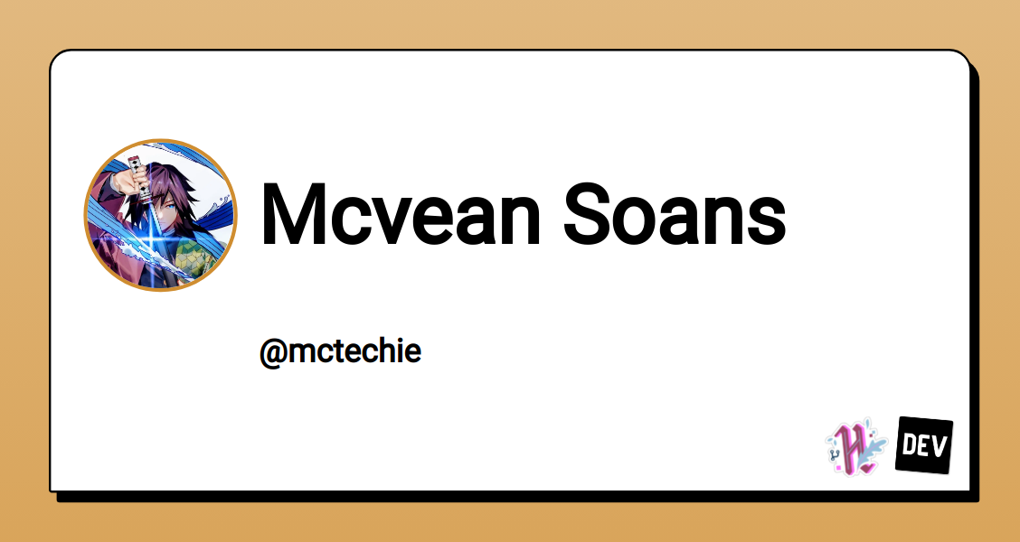Mcvean Soans — DEV Community Profile