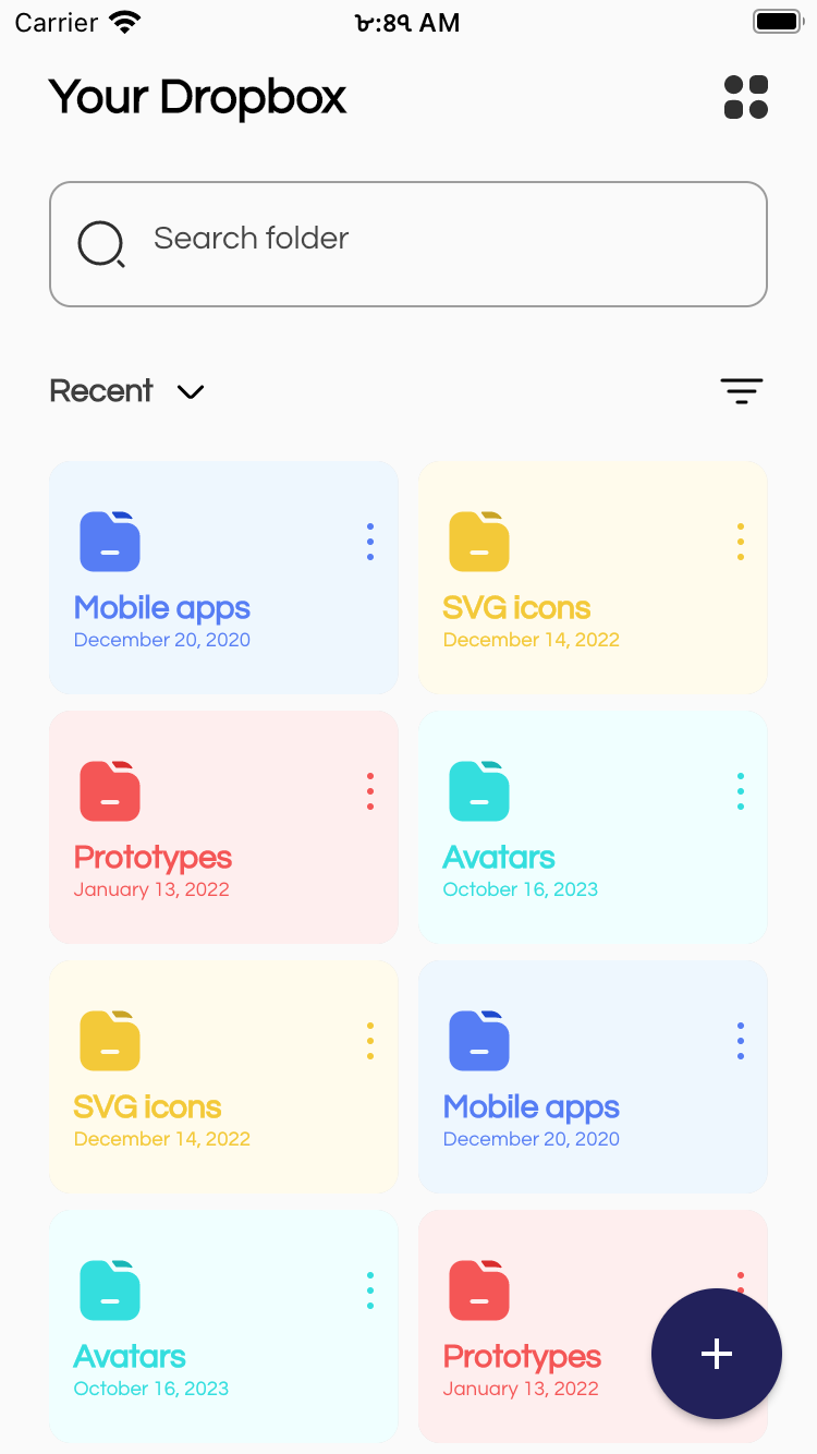 Flutter Dropbox Clone UI Flutter Dropbox Clone UI