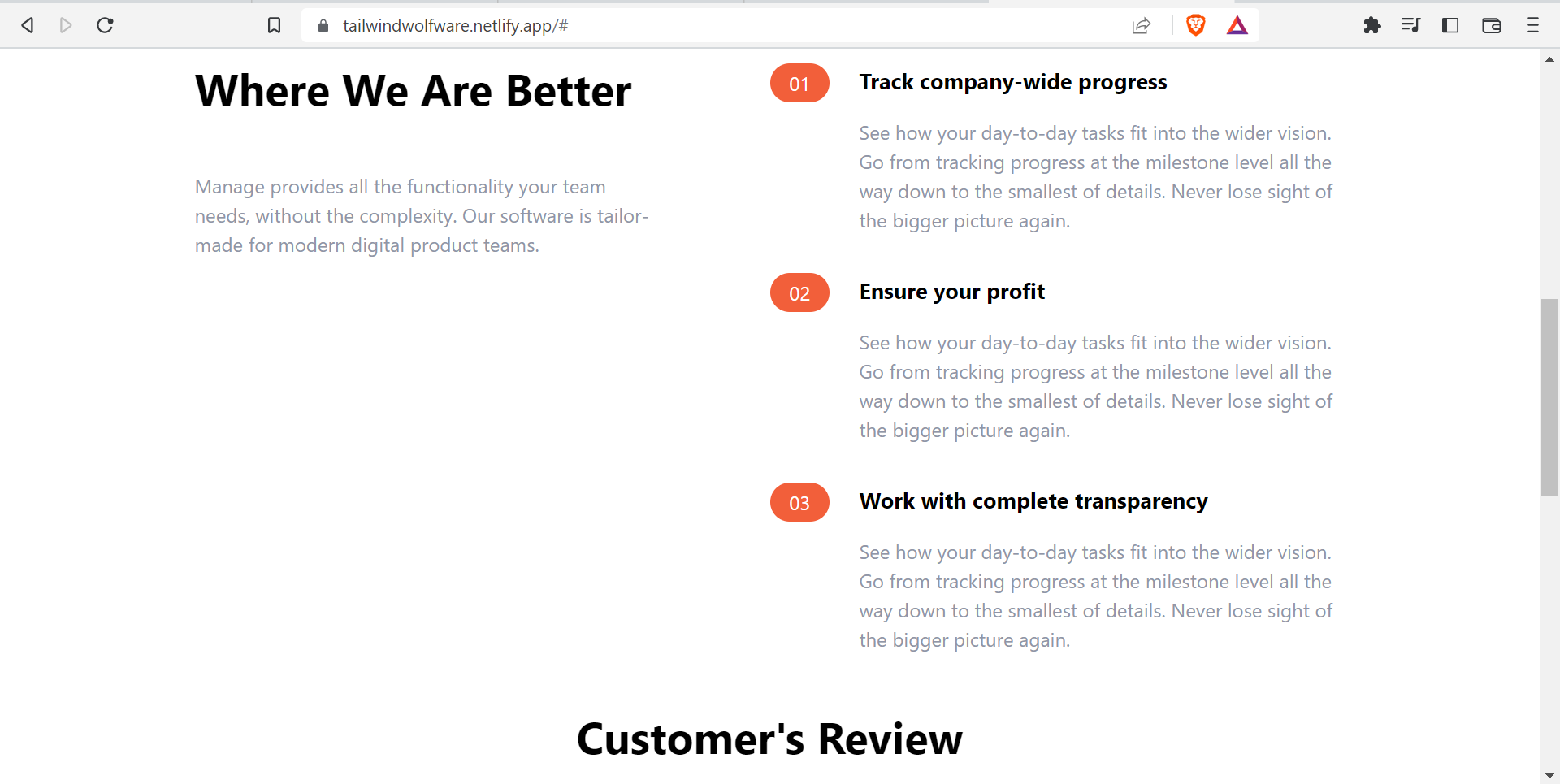 Static Responsive Tailwind Website