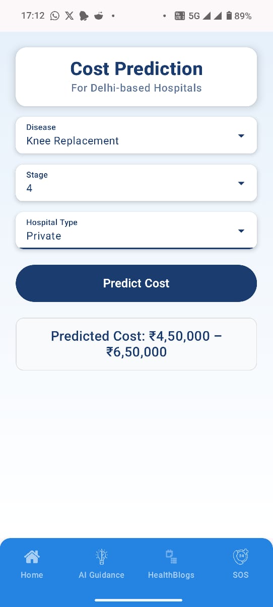 Sehat Saathi - AI app for joint analysis, disease prediction, cost insights & instant guidance