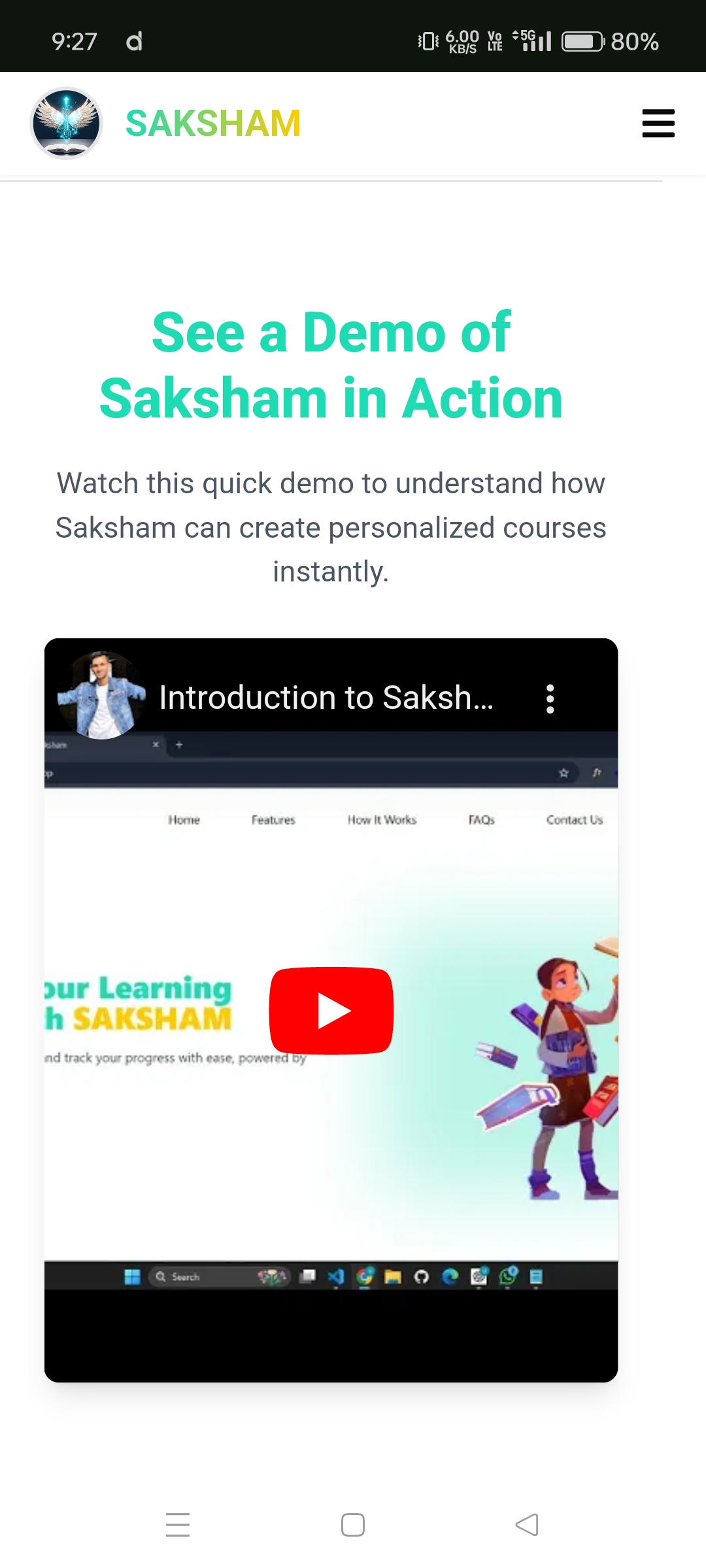 SAKSHAM: Ai course generator 